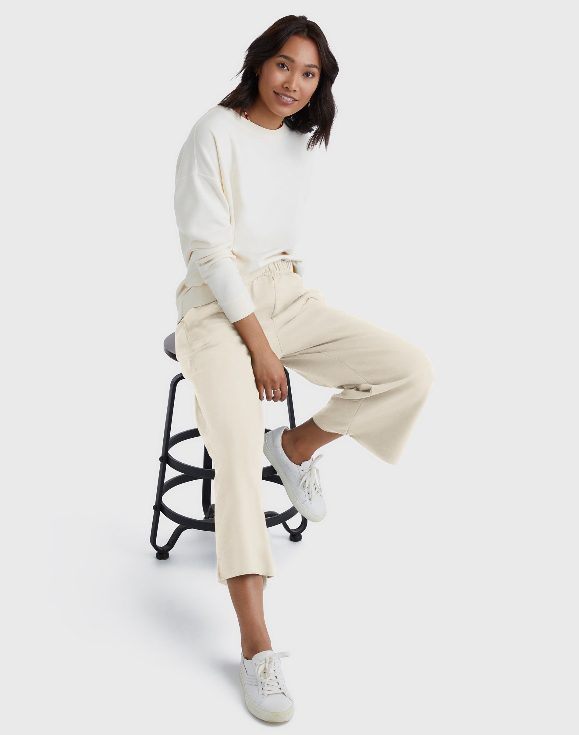 Hanes Wide Leg Crop Pants Originals French Terry Sweatpants Pockets Women XS-2XL