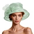 thumbnail image 2 of Shihyeh Women’s Organza Church Tea Party Wedding Fascinator Derby Hat Wide Brim Sun Hats, 2 of 6