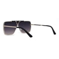 thumbnail image 2 of SA106 Luxury Rimless Oversize Shield 90s Fashion Sunglasses Gold Smoke, 2 of 4