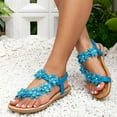 thumbnail image 2 of Womens Sandals Boho Flower Lace Flats Dressy Flip Flops for Women 2025 Wedge Low Heel Singback Summer Shoes, 2 of 5