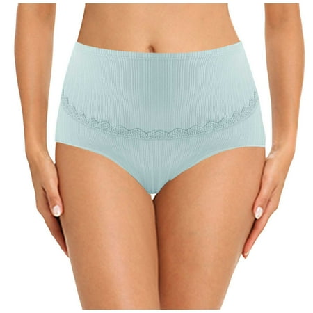 BYHONG Women Comfortable High Waist Maternity Panties Large Size Breathable Belly Support Adjustable Pregnancy Lace Ribbed Briefs Women s Panties Blue XL