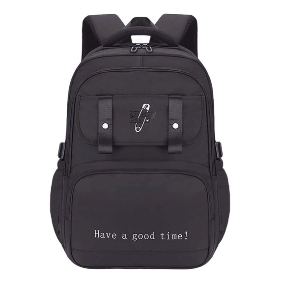 FUZHIQ Embroidery Letter School Backpack for 3rd 4th 5th 6th Grade Double Front Snap Straps Breathable Straps Bookbag, Black