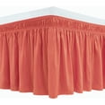 thumbnail image 1 of GFDYREE Wrap Around Bed Skirts with Adjustable Belts for King & Cal King Beds 15 Inch Drop, Coral Elastic Dust Ruffles with Adjustable Belts Silky Luxrious Fabric Machine Washable, 1 of 7