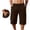 Brown, variant on Men's Hiking Capri Pants 3/4 Joggers Gym/Workout Below Knee Long Shorts Lightweight Quick Dry Elastic Waist with Zipper Pockets and Drawstring White