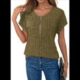 thumbnail image 2 of Blusas de Talla Grande para Mujer, Túnicas de Corta con Cremallera 1/4, Verde , L, 2 of 6