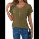 thumbnail image 2 of Blusas de Talla Grande para Mujer, Túnicas de Corta con Cremallera 1/4, Verde , L, 2 of 6