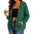 thumbnail image 5 of Womens Long Sleeve Zip Up Hoodies Plus Size Drawstring Comfy Tunic Sweatshirt Casual Lightweight Fall Jackets with Pockets, 5 of 8