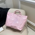 thumbnail image 4 of Bolso Mano PVC Gran Capacidad Compras para Mujer () Rosa, 4 of 7