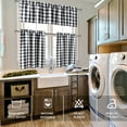 thumbnail image 7 of XWZO Short Kitchen Curtains 3 Pieces Set, Semi Sheer Light Filtering Checkered Tier and Valance Window Curtains Set, Black, 52W x 18L (1 Panel) + 26W x 24L (2 Panels), 7 of 7