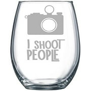 I Shoot People Stemless Wine Glass , 15 oz.