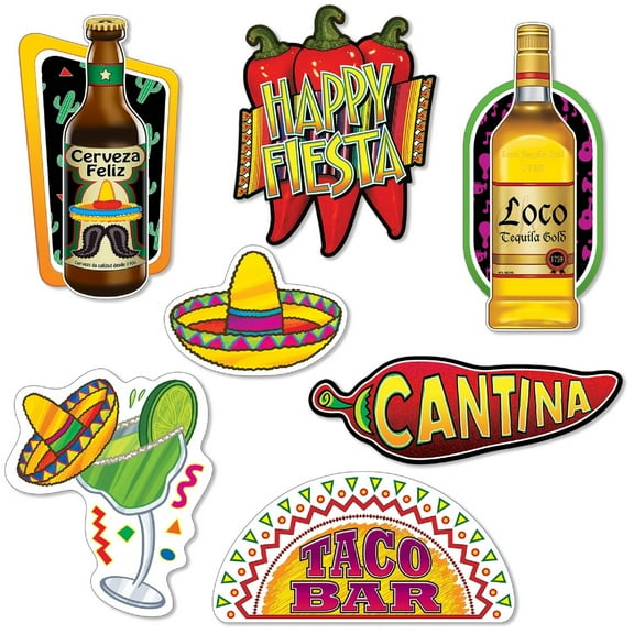 Beistle 84-Pieces Colorful Fiesta Design Cutouts Wall Decoration 16.75”