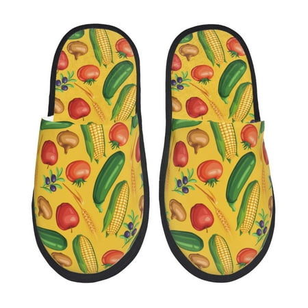 Balery Colorful Vegetables Slient Indoor Furry Fleece Comfort House Shoes Soft Non-Slip Home Shoes Cotton slippers House Slippers-- Medium