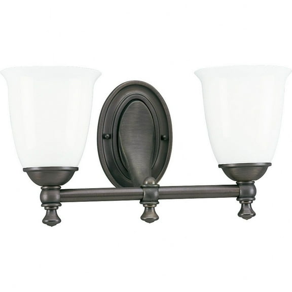 Progress Lighting, Victorian Collection, 2-Light Bath Fixture, Venetian Bronze, Triplex Opal Glass Shade