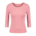 thumbnail image 4 of Aoiroe Womens Spring Tops,Tight Crewneck Layering Undershirts Y2K Tight Clothes for Casual Workout Workout Basic Layering Tee Tops Basic Tops Casual Clothes Pink M, 4 of 4