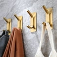 thumbnail image 6 of YIGII Towel Hooks/Adhesive Hooks - Brushed Gold Wall Hooks for Hanging Coat, Hat,Towel Robe Hook, Bathroom and Bedroom 4-Packs, Stainless Steel, 6 of 7