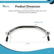 MARINE CITY Polished Stainless Steel Oval Grab Rail Handle with Flange and Stud 12 Inches for Boats Ships Yachts Kayaks Hardware Accessories
