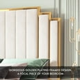 thumbnail image 3 of VanAcc Queen Size Bed Frame and 61" Headboard, Upholstered Bed with Golden Plating Trim, Cream, 3 of 7