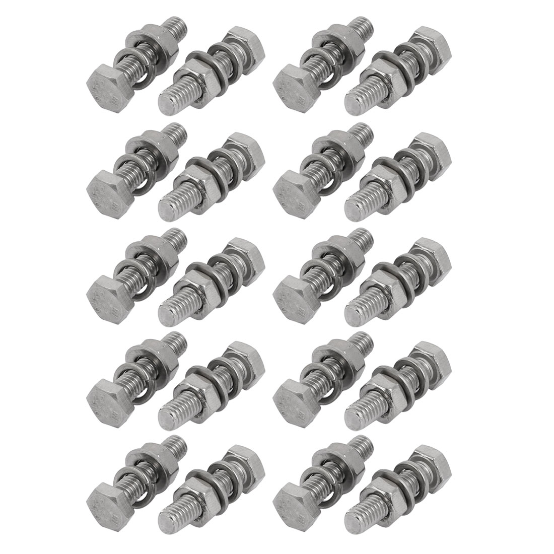 Unique Bargains 20pcs 304 Stainless Steel M6x25mm Hex Bolts w Nuts and  Washers Assortment Kit