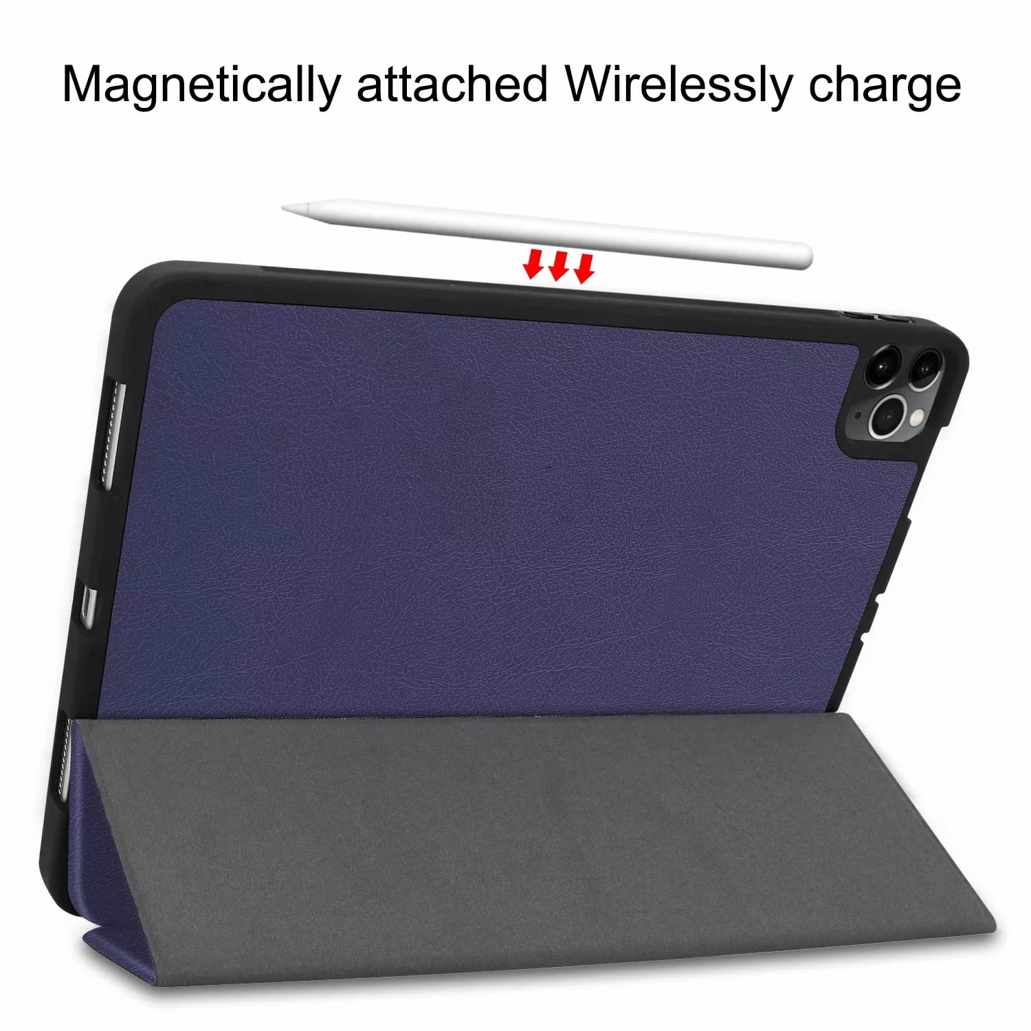 iPad Pro 11 Case 2020 Build in Pencil Holder, Allytech Slim Fit PU Leather Multi Angle Stand Auto Sleep Wake [Support Apple Pencil Charging] Protective Cover Case for Apple iPad Pro 11" 2020,Darkblue