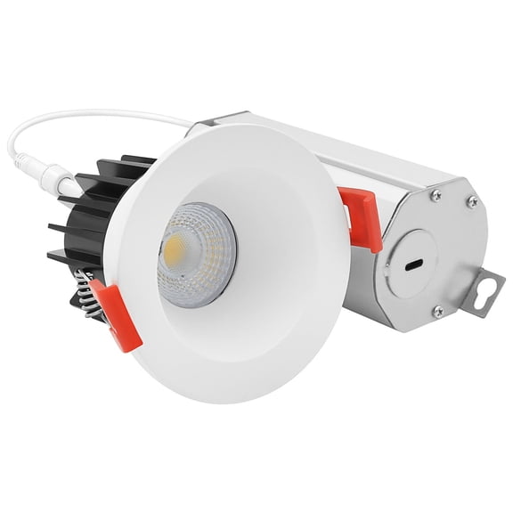 LUXRITE 2" LED Recessed light Interchangeable White Trim, 8W, 600LM, 5CCT, 60, Dimmable, Twist N Lock, CRI90 Wet Rated