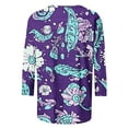 thumbnail image 4 of Jsaierl 3/4 Length Sleeve Tops for Women Summer Crew Neck Shirts Boho Print Petite Hollow Out Blouses Going Out Holiday Tunic Top S-2XL, 4 of 6
