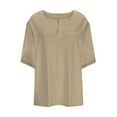 thumbnail image 3 of Cavosen Womens Half Sleeve Tops Oversized Pullover Blouse Tunic V Neck Solid Curved Hem Flowy Tops Holiday T-Shirts Novelty Loose Shirts Workout Beach Tees Summer Brown 3XL, 3 of 5