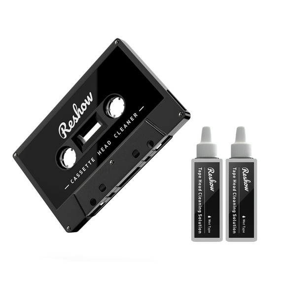 Reshow Nettoyeur de Tête de Cassette Audio avec 2 Fluides de Nettoyage Entretien Humide Trousse d'Entretien pour Lecteur/boombox/pont/enregistreur de Cassettes