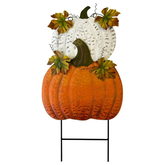 Metal Stacked Pumpkins Harvest Garden Stakes Fall Thanksgiving Yard Decor,Autumn Fall Yard Welcome Signs for Patio Pathway Outdoor Decorations