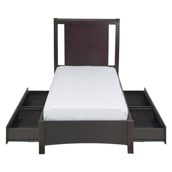 Napierd 4PC Full Storage Bed, Nightstand, Dresser & Mirror Set in Espresso Mahogany