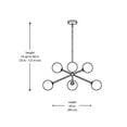 thumbnail image 4 of Monteaux Lighting 39 in. 6-Light Black Sputnik Pendant Light Fixture with Opal Glass Globe Shades, 4 of 10