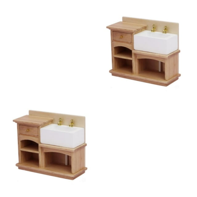 Youkk Elegant Wooden Wash Basin Cabinet Decor Multifunctional Wide Application As Shown 2Set