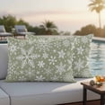 thumbnail image 4 of Green Christmas Outdoor Waterproof Pillow Covers, Snowflakes Xmas Winter New Year Decorative Rectangle Throw Pillowcase Sofa Cushion Sham for Patio/Couch/Chair, 20"x12" 2 Pack, 4 of 8