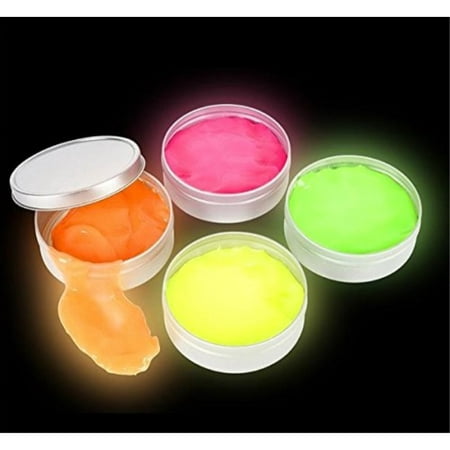 Kidsco Glow In The Dark Putty In Tin Box Colorful Toys For Kids - 3 Inches Non-Toxic Slime 4 Pack Great Gift Ideas, Party Fa
