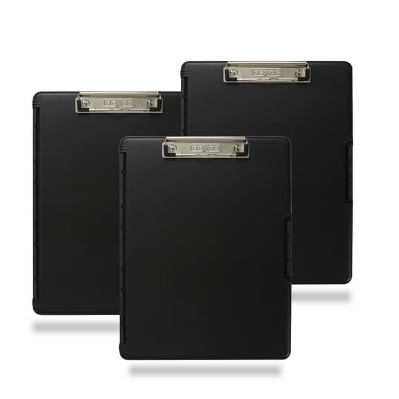 Dexas Slimcase2 Storage Clipboard with Side Opening Black 3-Pack