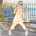 thumbnail image 4 of Girls' Jumpsuits Rompers Summer Casual Sleeveless Rompers With Pockets Spaghetti Strap Romper Pastel Yellow Floral Elements 4T, 4 of 7