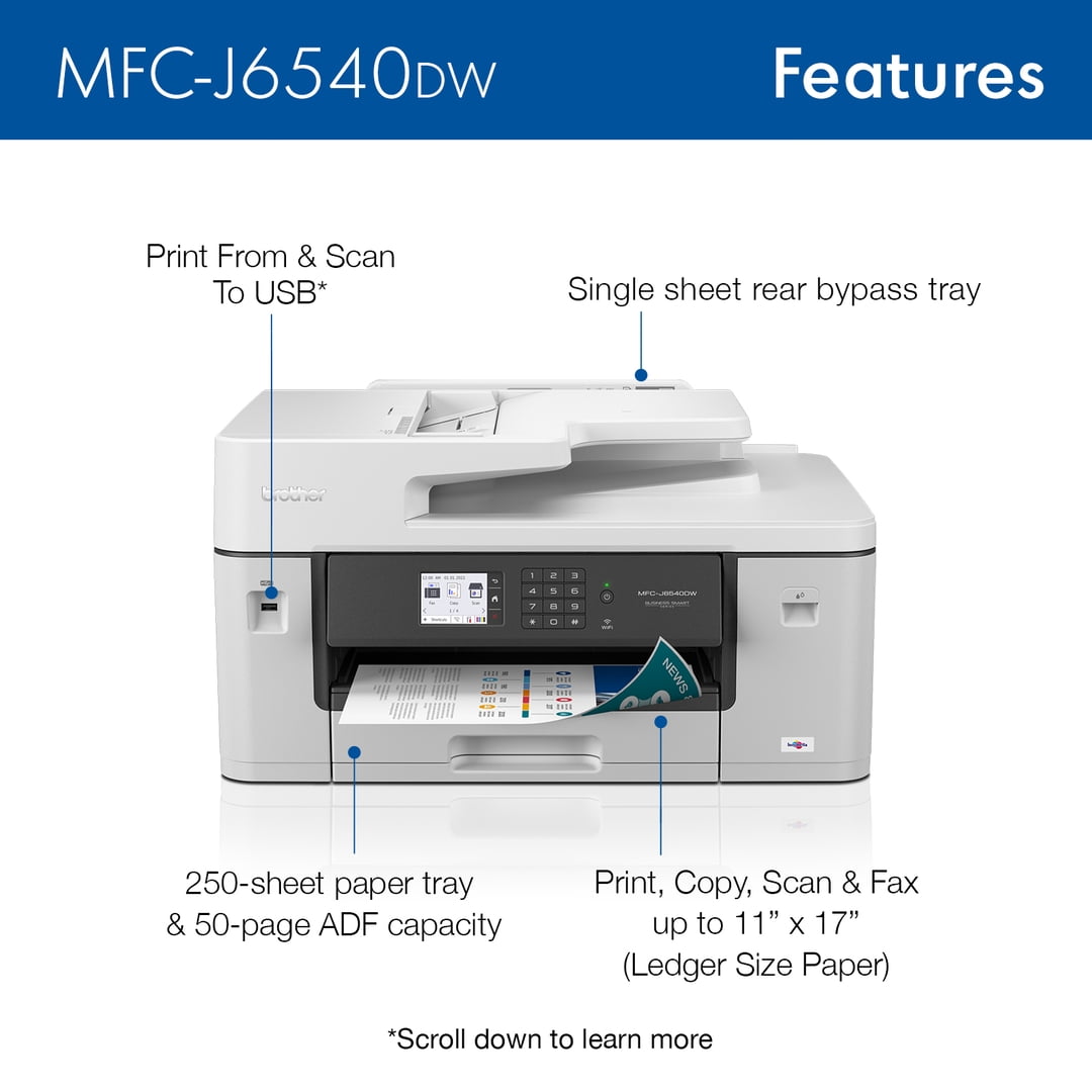 Brother MFC-J6540DW Business Color Inkjet All-in-One Printer