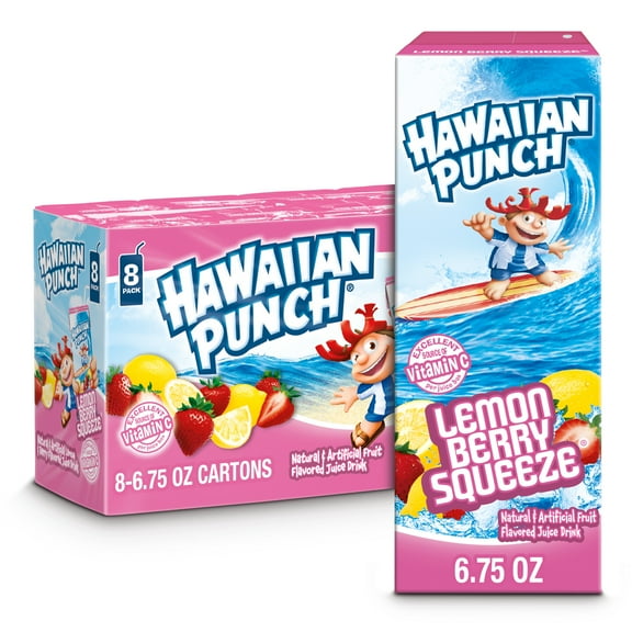 Hawaiian Punch Lemon Berry Squeeze Juice Drink, 6.75 fl oz, 8 Count Boxes
