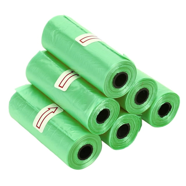 6 rollos de bolsas para excrementos de mascotas, resistentes y a prueba de fugas, gruesas y portátiles, para perros, gatos y mascotas, color verde.