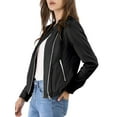 thumbnail image 5 of MODA NOVA Juniors Lightweight Stand Collar Zip up Biker Moto Jacket, 5 of 7