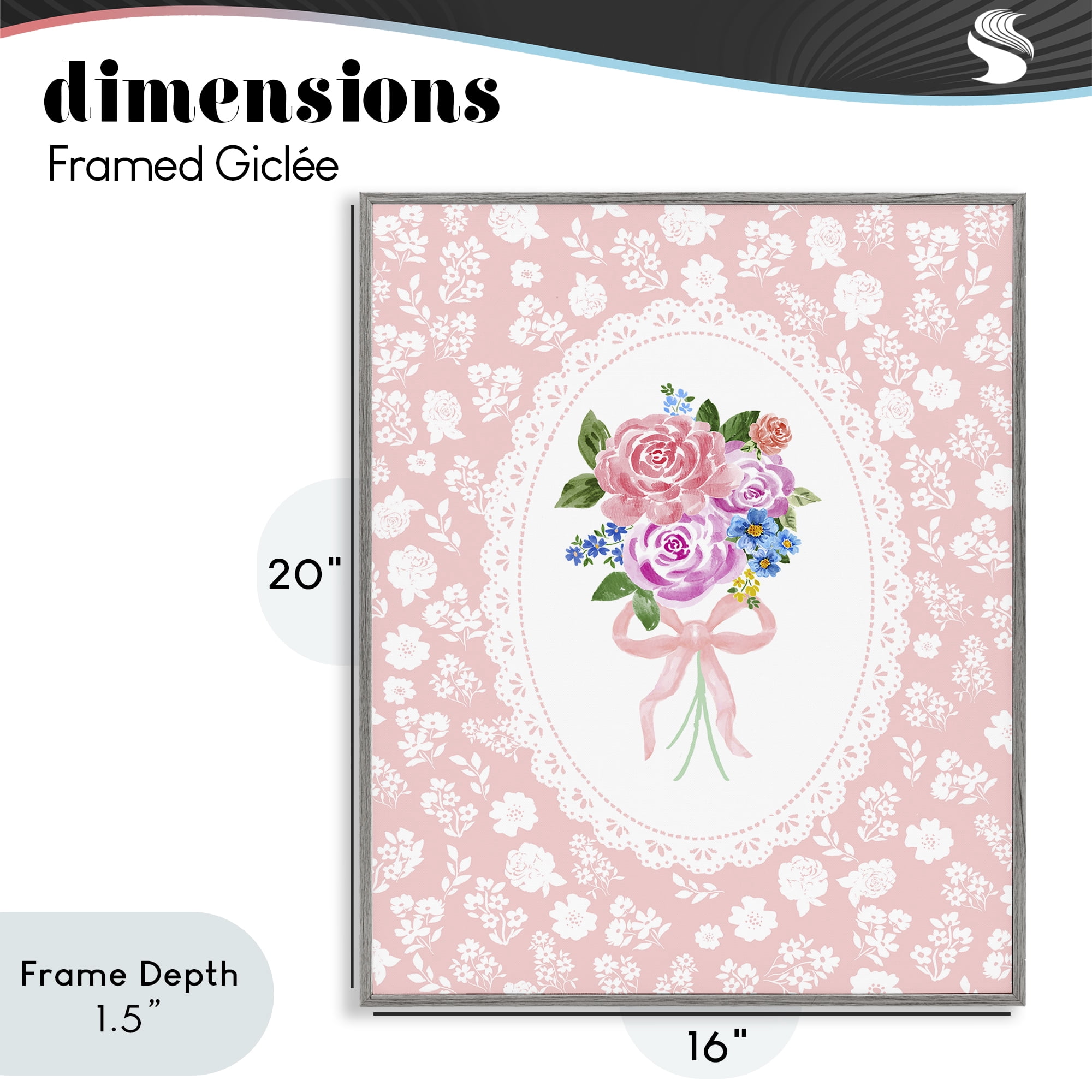 Stupell Industries Peach Feminine Bouquet Gray Framed Giclee Art, design by Corinne Haig