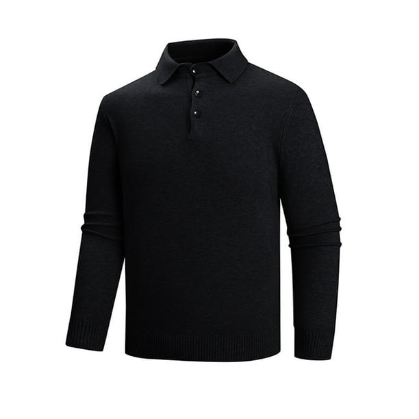 pstuiky camisas de manga larga para hombre, Suéter informal de moda para hombre, con botones, solapa y elasticidad, capa base de punto, manga larga salir tops l