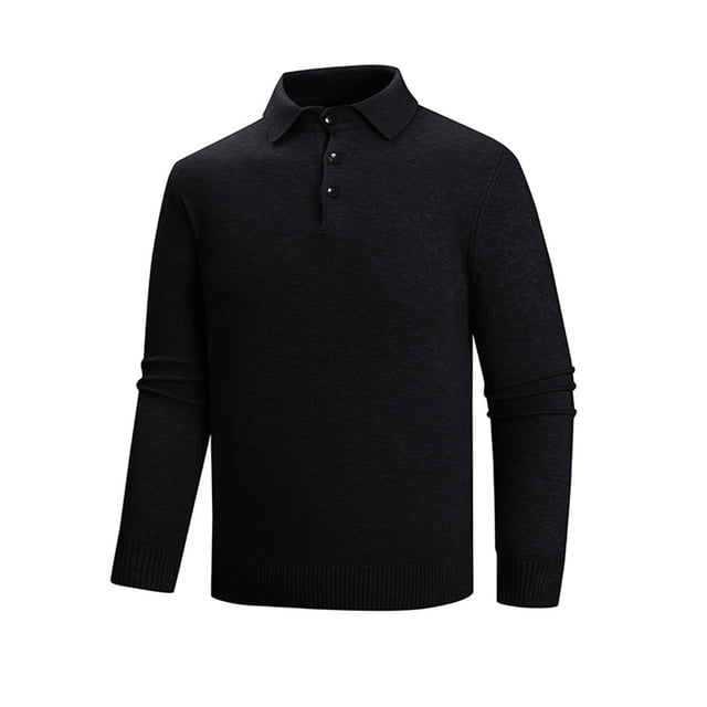pstuiky camisa de manga larga para hombre, Suéter informal de moda para hombre, con botones, solapa y elasticidad, capa base de punto, manga larga Tops de hombre m