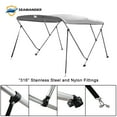 Seamander 3 Bow Bimini Top Boat Cover with Rear Support Pole and