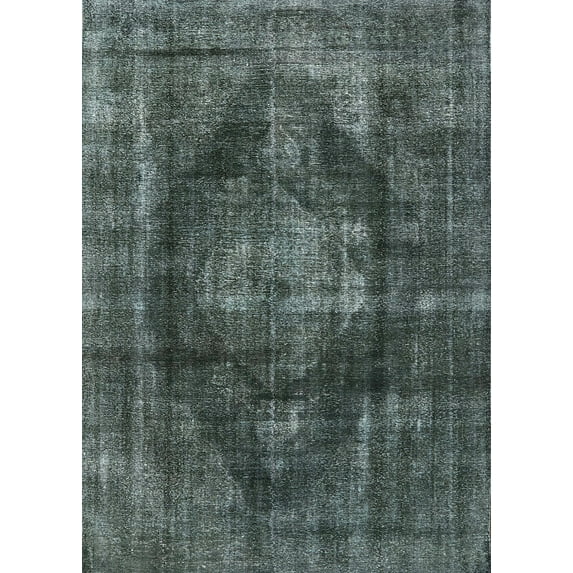 Ahgly Company Indoor Rectangle Mid-Century Modern Grayish Turquoise Green Oriental Area Rugs, 2' x 4'