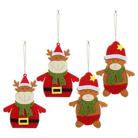 

BESTONZON 4 Pcs Felt Beautiful Silverware Bags Crafted Decors Cartoon Christmas Pendants