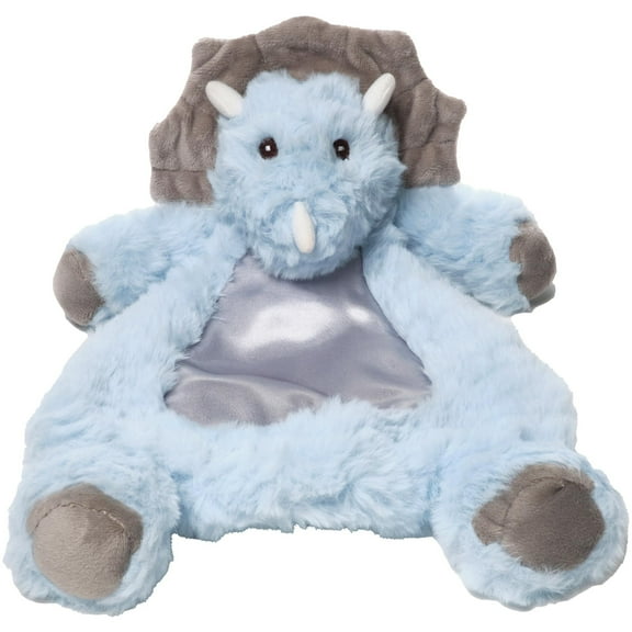 Bearington Baby Wee Lil’ Tracer - 12 x 8.5 Inch Light Blue Dinosaur Plush Stuffed Animal, Security Blanket Lovey for Babies - Dinosaur Lovey - Plush Blanket
