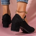 thumbnail image 6 of Aueoeo Women's Ankle Strap Shoes Low Block Chunky Heels Round Toe Comfortable Dress Office Work Church Wedding Shoes, 6 of 9