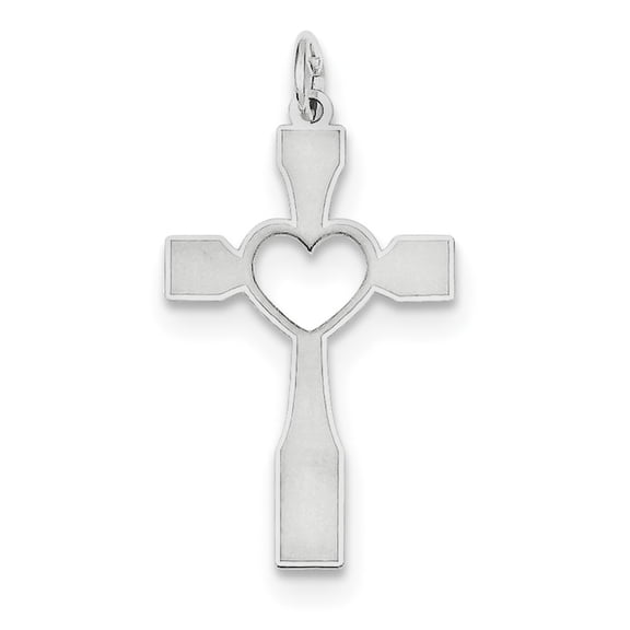 Sterling Silver Laser Designed Cross Pendant - .9 Grams - Measures 30x16mm Wide