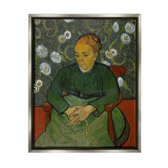 La Berceuse Portrait Madame Roulin Van Gogh Botanical & Floral Painting Luster Gray Framed Art Print Wall Art