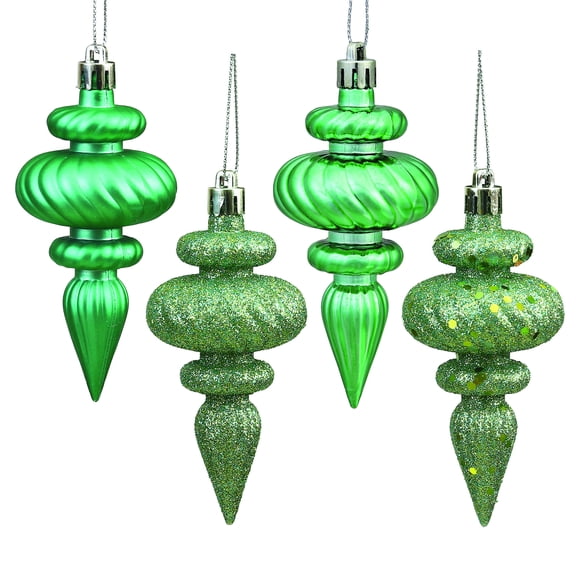 Vickerman 4" Sea foam 4-Finish Finial Christmas Ornament, 8 per Box